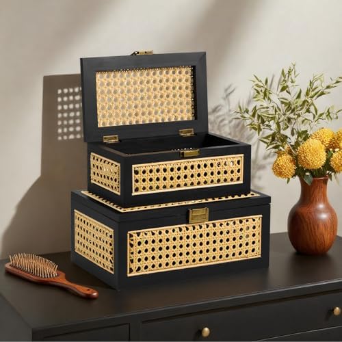Rattan Storage Boxes Decorative Handmade Natural Wood Baskets