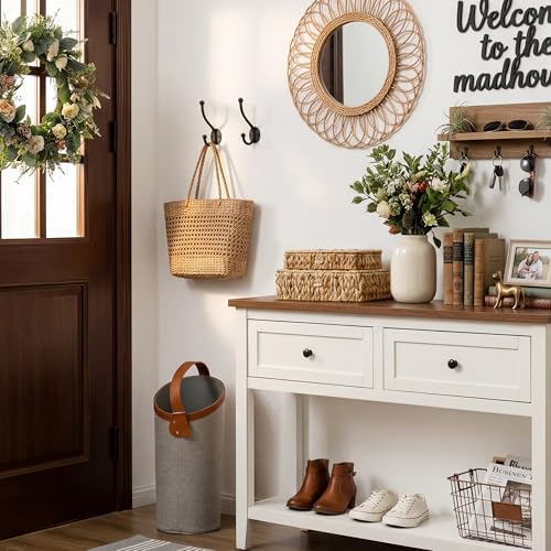 StorageWorks Wicker Basket with Lids, Flat Wicker Storage Boxes with Lids