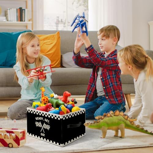Race Car Room Decor,Black Racing Storage Bins Box