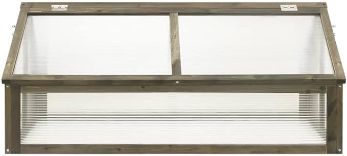 Firwood Garden Portable Wooden Greenhouse - Raised Flower Planter with 2 Roofs, Mini Greenhouse Cabinet for Outdoor Indoor Use, 44.8"x31.4"x19.6"/Gray