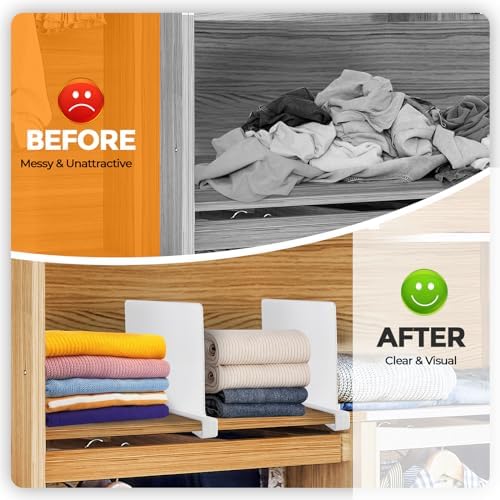 White Acrylic Shelf Dividers for Closets Organizer & Storage,2 Pack