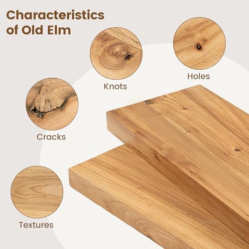 Venusmiles Elm Floating Shelves for Wall Decor, Rustic Solid Wood Shevles Wall Mounted with Invisible Bracket for Living Room Bathroom Bedroom Kitchen, 20 Inch Set of 2, Natural