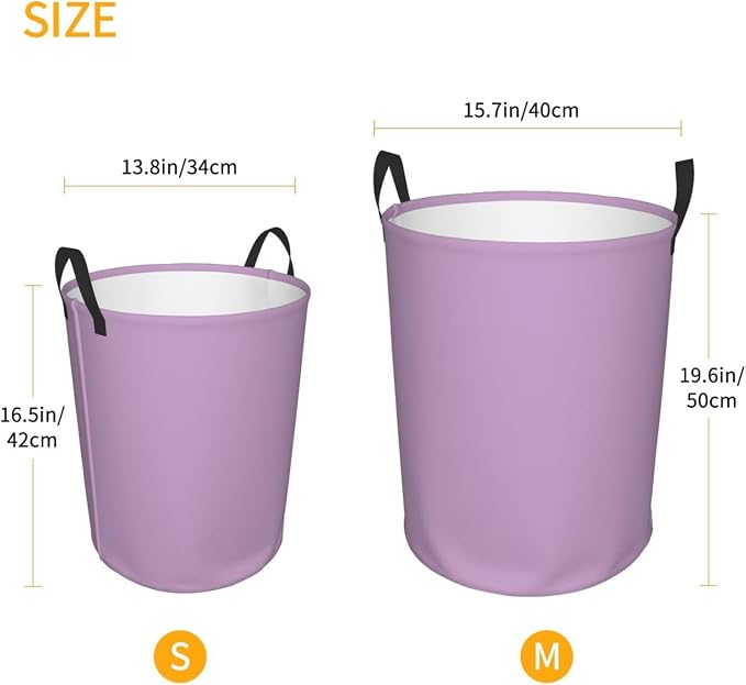 19.6" Large Laundry Hamper Bag, Purple Lilac Trend Color Collapsible Laundry Basket Dirty Clothes Organizer Washing Bin for Family Essentials Storage