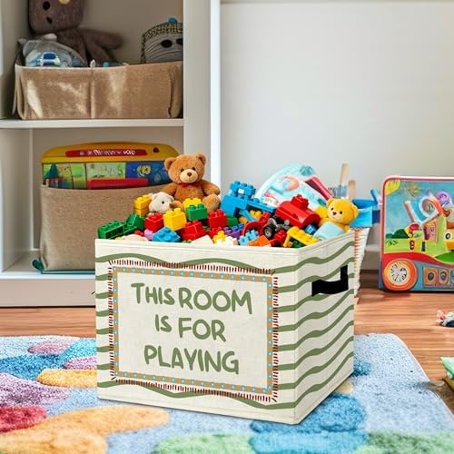 Playroom Encouraging Funny Storage Bins Box with Handles Organizer Basket