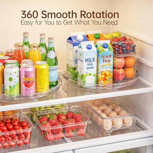 LAMU 12 in Lazy Susan Turntable, 2 Pack Clear Spice Rack, Organizer Storage | 360° Rotating, Kitchen Storage Tray for Cabinet & Table Top, Pantry, Fridge, Bathroom, Medicine & Countertop