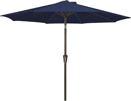 JEAREY 10FT Outdoor Patio Umbrella Outdoor Table Umbrella with Push Button Tilt and Crank, Market Umbrella 8 Sturdy Ribs UV Protection Waterproof for Pool, Garden (Dark Blue)