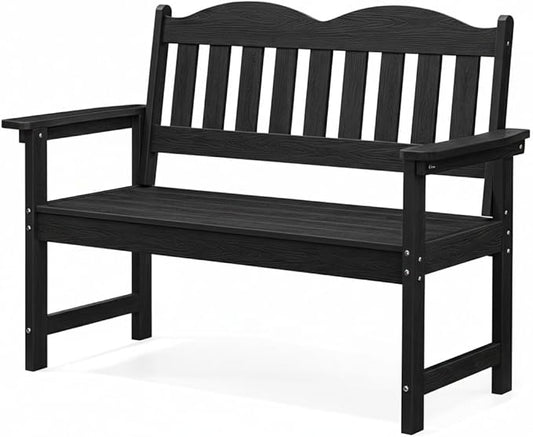 Garvee Garden Bench, 2-Person Poly Lumber Patio Bench,Slatted Patio Loveseat, for Use in Yard, Garden, Porch, or Park