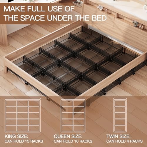 Gawerk Under Bed Storage with Wheels, Foldable Metal Mesh Underbed Storage Container Bins, Tool-free Assembly Clothes Drawer Organizer, 2Pack