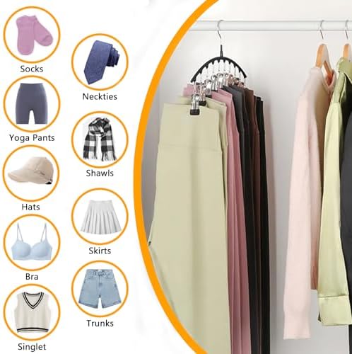 Legging Hangers for Closet Organizer, Hat Hangers for Closet 2 Pack with 10 Clips Holds 20 Leggings, Legging Hanger, Pants Storage Organizer Suitable for Socks, Panties, Underwear, Pants (Green)