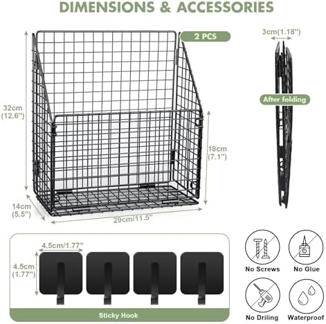 Greentainer 2-Pack Bath Toy Storage Organizer, Large Foldable Bathtub Toy Holder with Drainage, No Drill Adhesive Wall Mounted Rustproof Metal Wire Basket for Bathroom Tub & Shower Toys