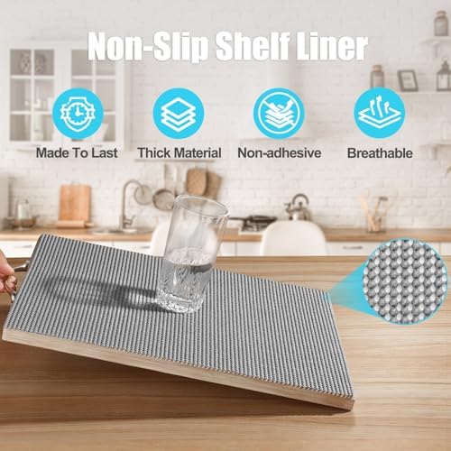 Songrey Non-Slip Shelf Cabinet and Drawer Liner, 12IN x 20FT, Dark Gray | No Adhesive Residue, Strong Grip, Thick PVC Mat, for Kitchen Shelves, Bathroom Drawers, Home Essentials, Snip to Fit