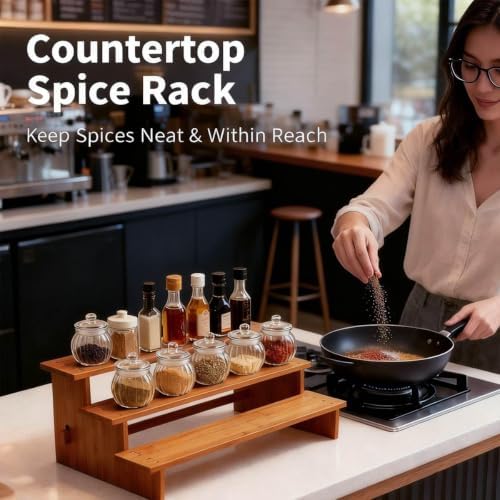 JinDoWin Spice Rack Organizer for Cabinets,Countertop & Pantries