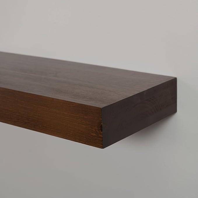 Urbandi Modern Floating Shelves 3 Inches Thick for Wall, Wide Shelves for Kitchen, Living Room, Bedroom, and Bathroom, Natural Pine Wood, Rustic Wooden Shelf, (Set of 2) (Provincial, 36Lx3Hx8D)