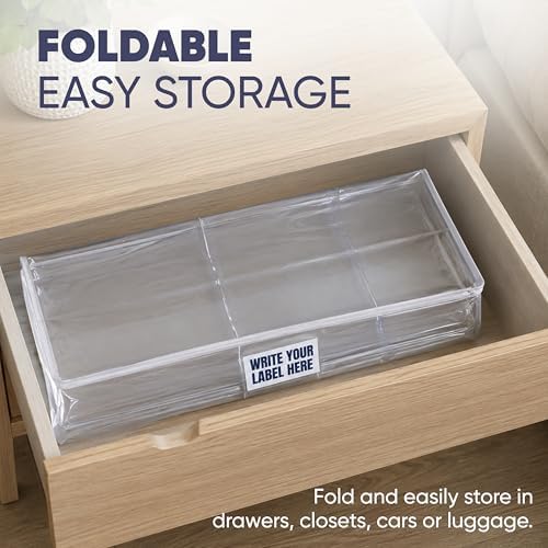 Masirs Clear Blanket Storage Bag (2-Pack) - Vinyl Clothing Organizers with Zipper & Label Pocket - Protects from Dust, Moisture & Dirt - Ideal for Underbed Storage Sheets, Comforters & Bedding