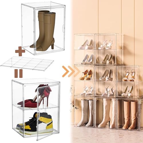 Attelite XXX-Large Acrylic Display Case Boot Shoe Storage Boxes 2 Pack