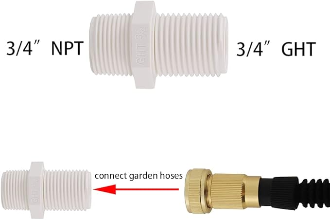 2 Pack PVC Rain Barrel Spigot Kit -3/4" Rain Barrel PVC Garden with Bulkhead Fitting Garden Hose Faucet Adapter and Thread Seal Tape for Water Tanks, Aquariums, Tubs, Pool, Garden Barrel