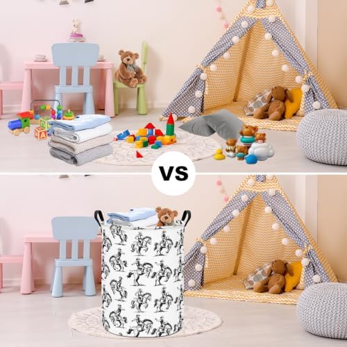 Western Cowboy Storage Bin Foldable Nursery Basket Cowboy | Foldable with Waterproof PE Coating Organizer Bin for Kids Boys and Girls,Office,Bedroom,Clothes