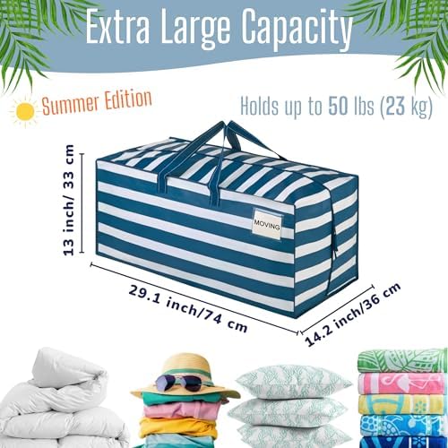 VENO 8 Pack Heavy Duty Moving Bags with Backpack Straps, Zippers & Handles, Extra Large Packing Bags for College Dorm Essentials, Moving Supplies Alternative to Cardboard Moving Boxes