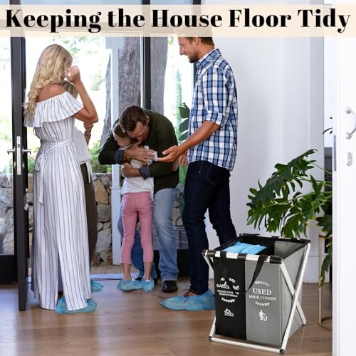 Foldable Shoe Covers Dispenser Box Storage with 10 Shoes Covers Disposable
