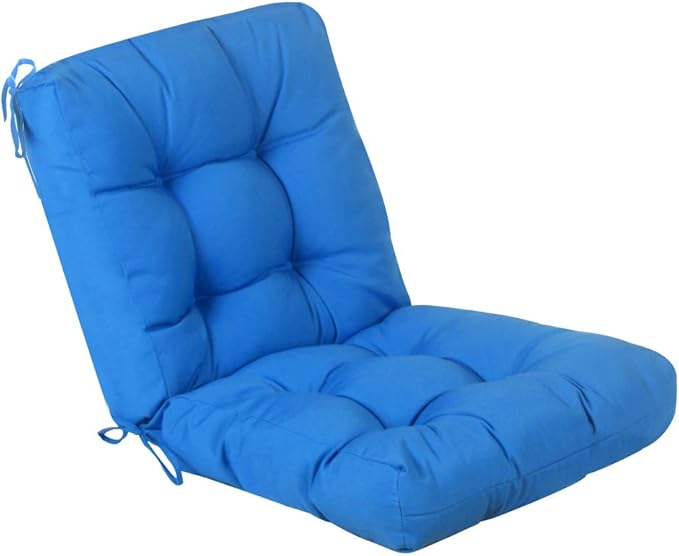 QILLOWAY Outdoor Chair Cushion for Patio Furniture, Waterproof Patio Cushions Set of 4 with Ties, Fade Resistant Replacement Pads for Outdoor Rocking Chairs,Marine Blue