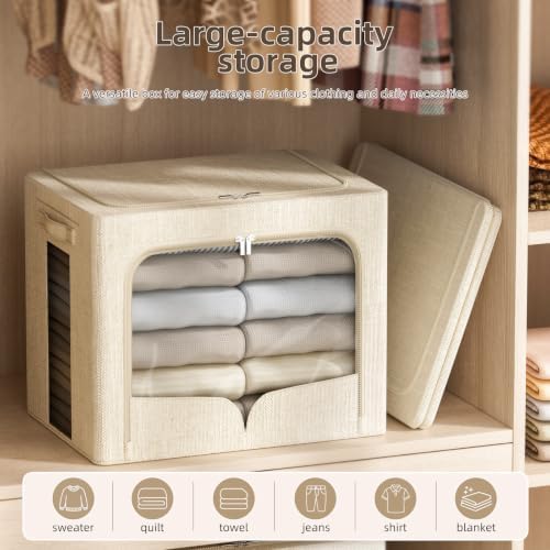 FHSQX 6 Pack Clothes Storage Bins,Beige, 15.7x11.8x11.8 Inch