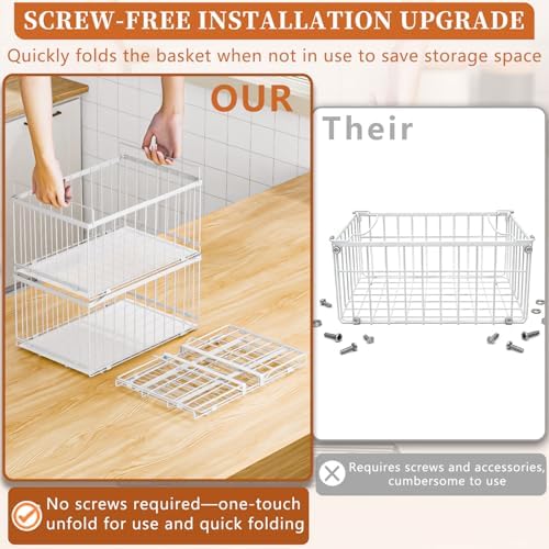 Large Freezer Organizer Bins for 5 to 9 Cu.Ft,Quick Expand/Collapse,6PACK