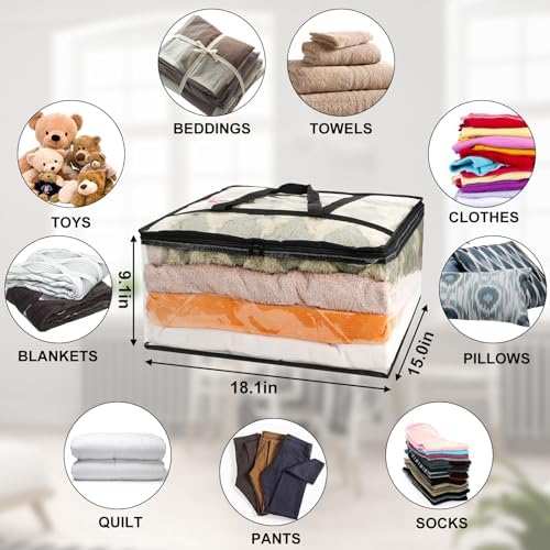 6Pack Clear Blanket Storage Bags Comforter Clothes Storage Moving Bag, 40L