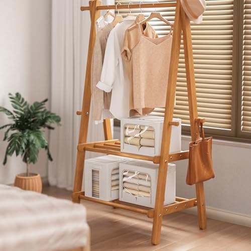 FHSQX 3 Pack Clothes Storage Bins Foldable Metal Frame Storage Box Stackable Linen Fabric Container Organizer Set with Carrying Handles and Clear Window (Cream White, 15.7x11.8x7.8inch(22L))