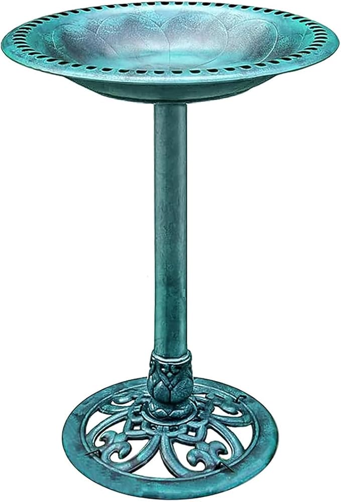 VIVOHOME Bird Bath for Outside, Polyresin Pedestal Bird Baths for Outdoor, Garden, 28 Inch Height Weather-Resistant Birdbaths with 20" Bowl, Green