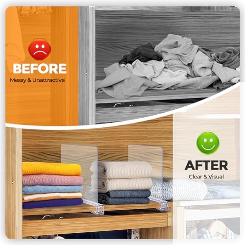 Clear Acrylic Shelf Dividers for Closets Organizer & Storage,8 Pack