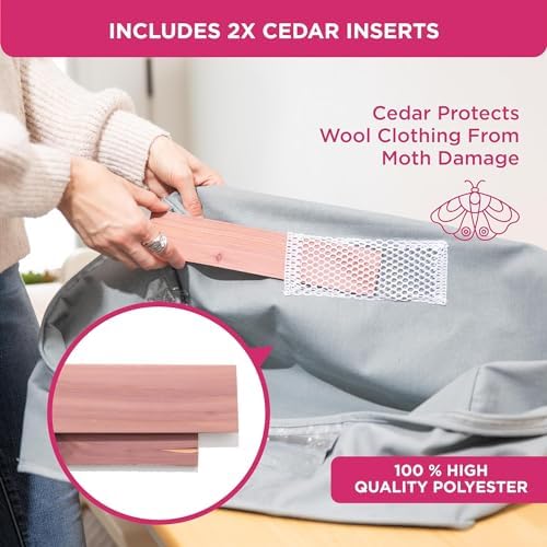 Cedar Clothes Storage Bag Organizer, Protects From Moths, Set of 2, Grey
