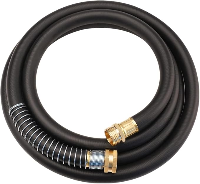 Wiseflow Garden Hose 10FT x 5/8", Heavy Duty Rubber Hose, Water Hose with Five Layered Braiding, Male Female Fittings, 1000PSI Burst, 300PSI Working for Yard, Car Wash, Pets (Black)