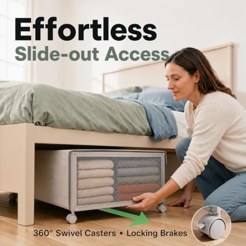 Fokyfok 2Pack Under Bed Storage Containers,12 inch Height,31 inch Long