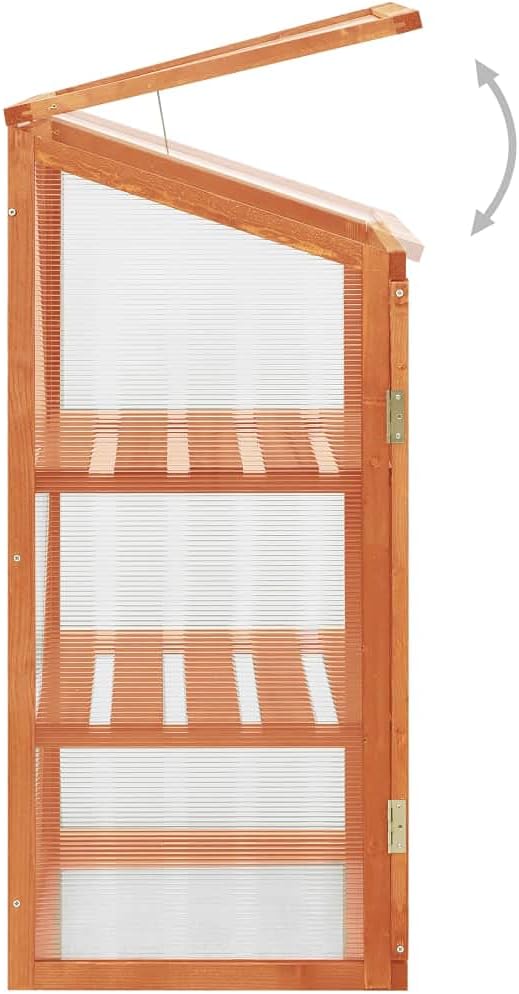 Wooden Greenhouse Cold Frame for Outdoor Plants, 2-Tier Garden Planter Box with Hinged Lid, Solid Firwood and PC Board Protection for Herbs and Flowers