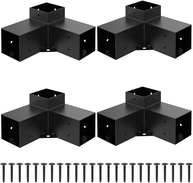 JEXALINE Pergola Kit for 4"x4" Lumber, Heavy Duty Pergola Brackets with 4-Way Corner Brackets, DIY Gazebo Kit for Outdoor Patio Backyard Garden, Fits Actual 3.6" x 3.6" Wood