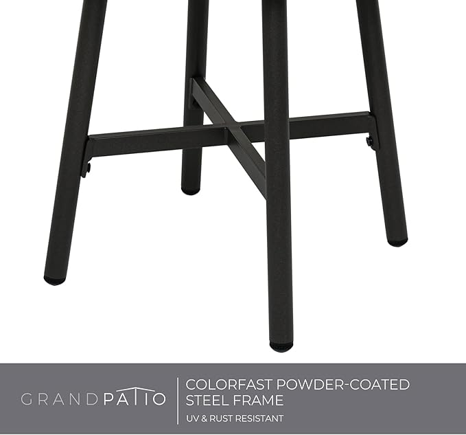 Grand Patio Outdoor Side Table, Round End Table with Creamy White Ceramic Tile Tabletop