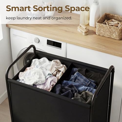 GRANNY SAYS 2 Section Laundry Sorter, 130L Large Hamper Basket with Wheels
