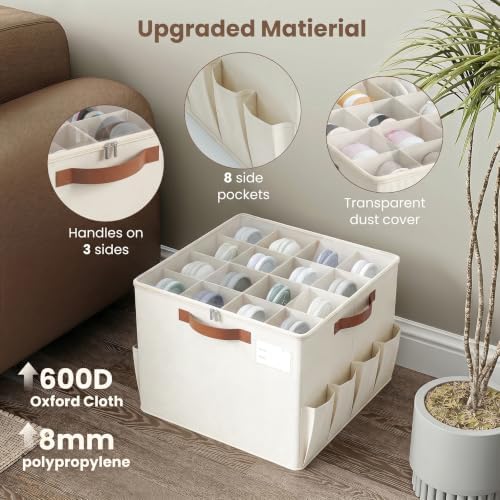Varhomax Shoe Organizer Box for Closet, Fabric Storage Basket 2 Pack