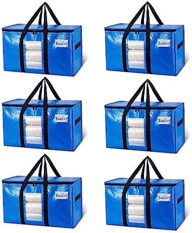 TAILI 6 Pack Blue Extra Large Moving Bags,Storage Bags with Visible Window