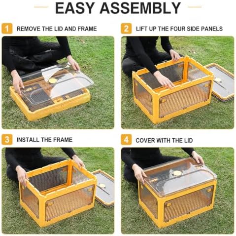 3-Pack 83L Stackable Storage Bins with Lids and Wheels, Foldable Storage Boxes Collapsible Organizers for Home Organization, Storage Cabinets for Outdoor Camping, Yellow