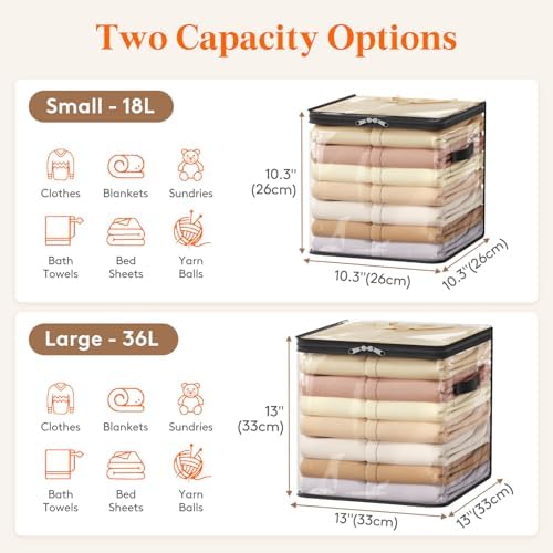 Lifewit 4 Pack Clear Clothes Storage Bags, Sweater Storage with Zipper, 36L