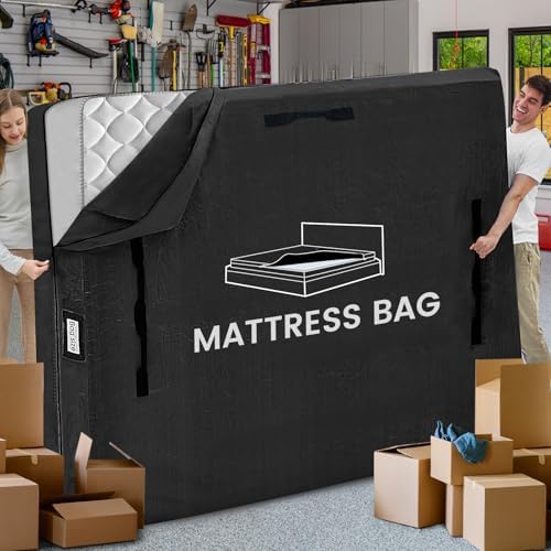 Mattress Bags for Moving and Storage, BETU Waterproof Mattress Protector King Mattress Cover with 8 Heavy Duty Handles and Zipper Extra Thick Moving Supplies for Bed (2 Pack:82x79x13.5 Black)