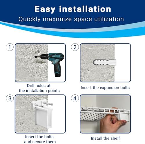 8 Pcs Wire Shelf End Bracket, Designed for Closetmaid Wire Shelving, Wall Mount Brackets for Shelves Closet, Screws Included, Wire Shelf Clips, wall Shelf Brackets, Closet Wire Shelving