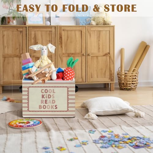 Reading Corner,Pink Book Decor Storage Bins Box