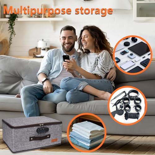 Lockable Game Toy Storage Bag Organizer 14 x 10 x 6.3 Inch, Heather Grey