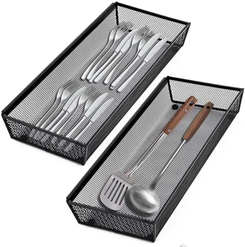 Neudeco Drawer Organizer, Black, 5 Pack, 15x6.2x2 inches