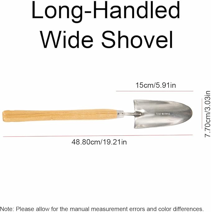 tooloflife Long Handle Garden Shovel – Stainless Steel Gardening Hand Trowel for Planting Digging Transplanting (Wide Shovel)