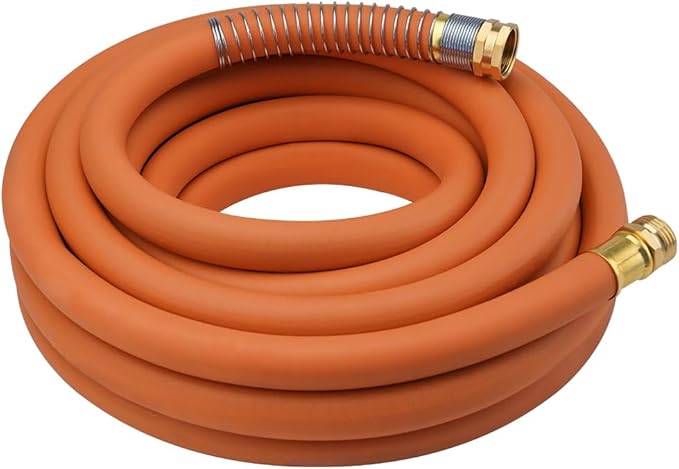 Wiseflow Garden Hose 50FT x 3/4", Heavy Duty Rubber Hose, Water Hose with Five Layered Braiding, Male Female Fittings, 1000PSI Burst, 300PSI Working for Yard, Car Wash, Pets (Orange)