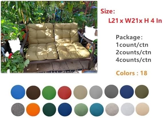 QILLOWAY Outdoor Chair Cushion for Patio Furniture, Waterproof Patio Cushions Set of 4 with Ties, Fade Resistant Replacement Pads for Outdoor Rocking Chairs,Grey