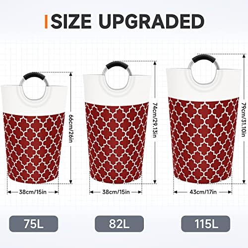 Fabspace Large Laundry Basket Laundry Hamper Bag Washing Bin Clothes Bag Collapsible Tall with Handles Waterproof Travel Bathroom College Essentials Storage for College Dorm, Family, 82L (Red)